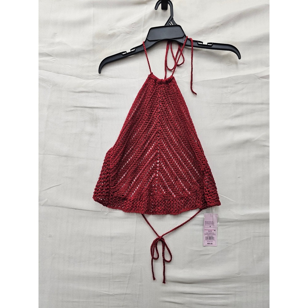 Wild Fable Womens Crochet Halter Top Red Acrylic Blend Casual Size Small